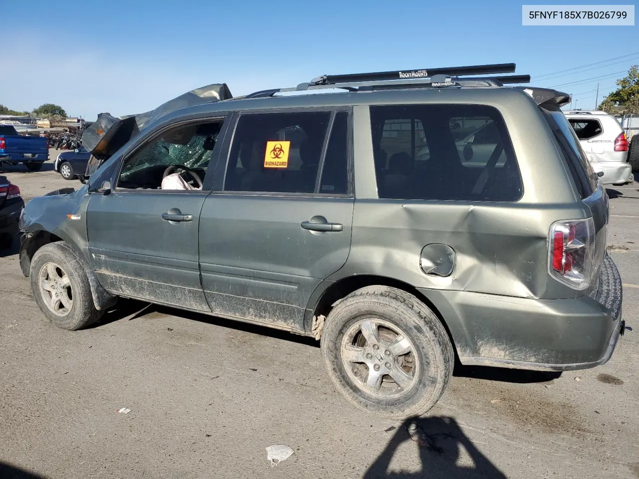 2007 Honda Pilot Exl VIN: 5FNYF185X7B026799 Lot: 76596624