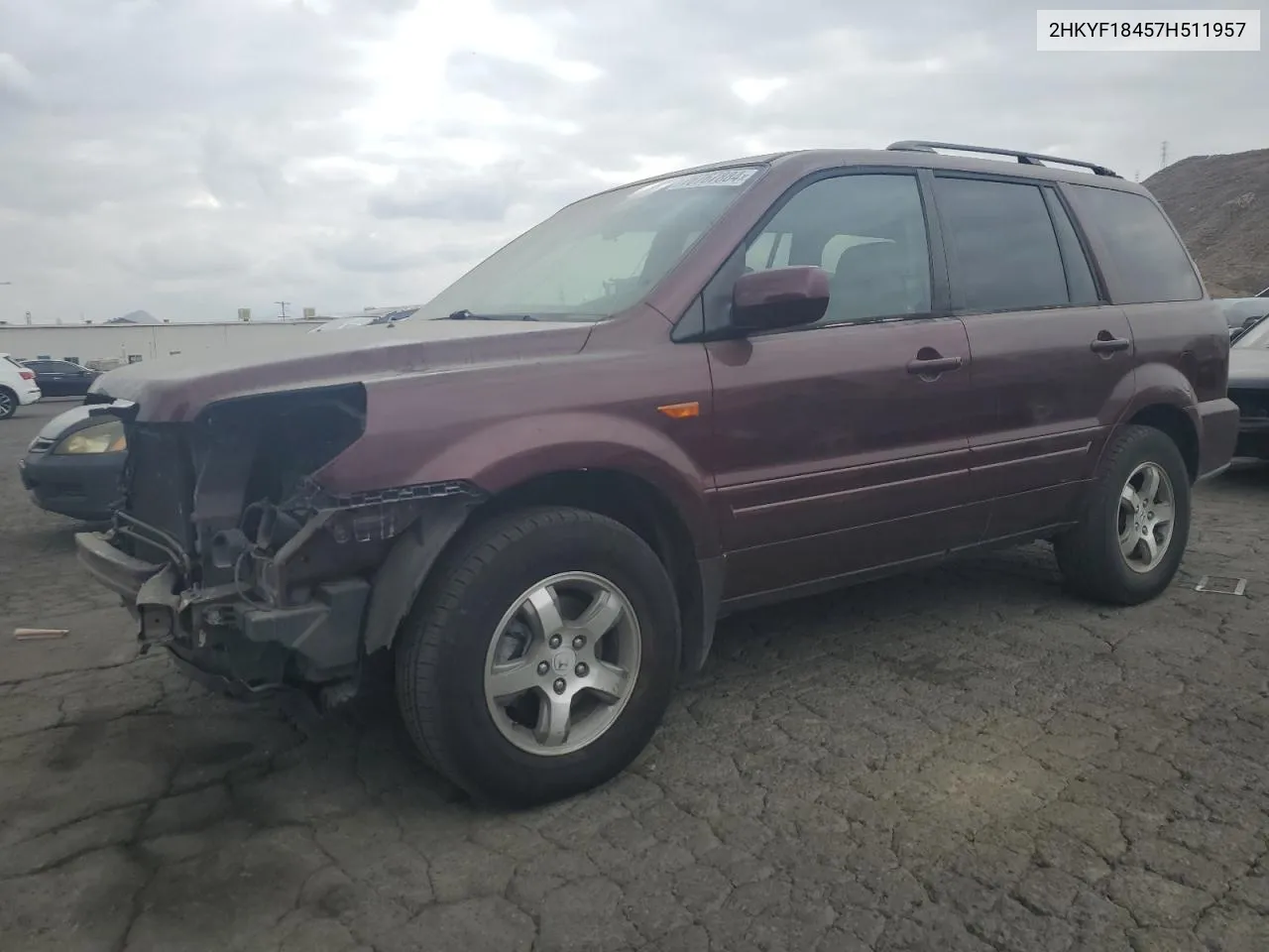 2007 Honda Pilot Ex VIN: 2HKYF18457H511957 Lot: 76767884