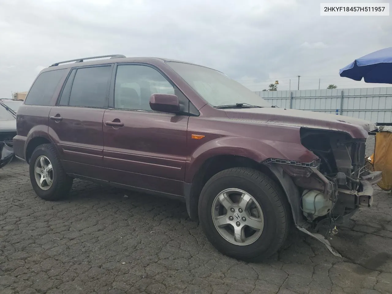 2007 Honda Pilot Ex VIN: 2HKYF18457H511957 Lot: 76767884