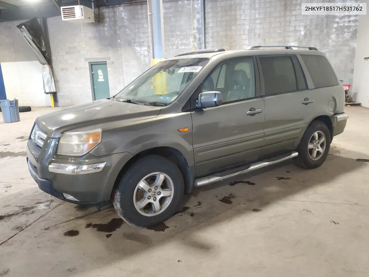 2007 Honda Pilot Exl VIN: 2HKYF18517H531762 Lot: 76773864