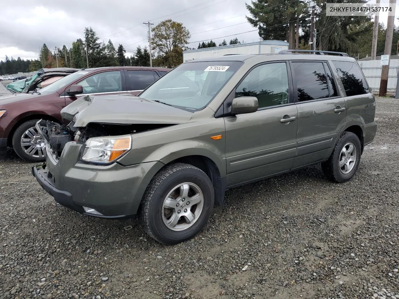 2007 Honda Pilot Ex VIN: 2HKYF18447H537174 Lot: 76795524