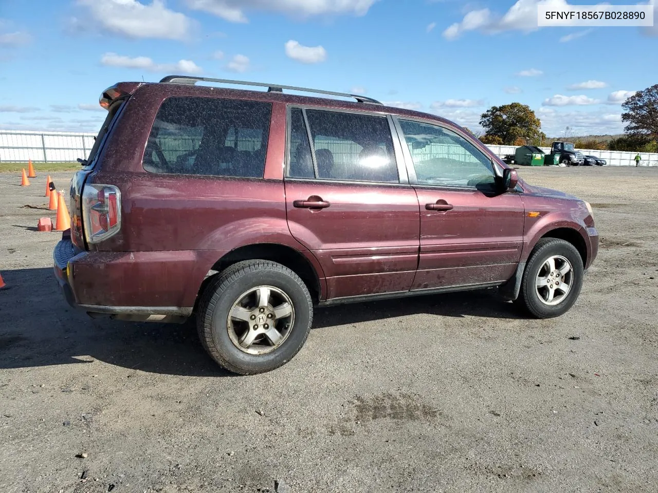 2007 Honda Pilot Exl VIN: 5FNYF18567B028890 Lot: 76843044