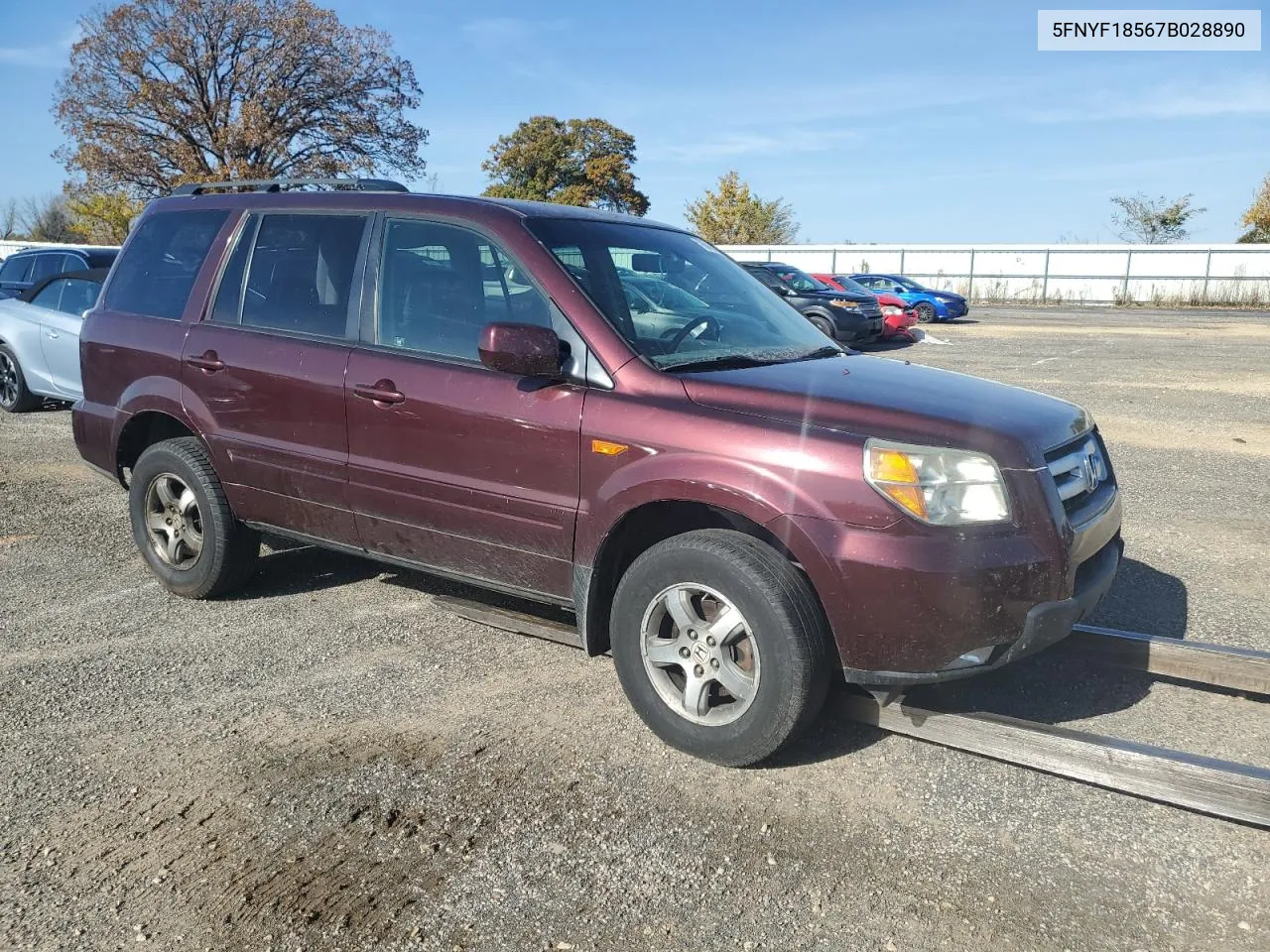 2007 Honda Pilot Exl VIN: 5FNYF18567B028890 Lot: 76843044