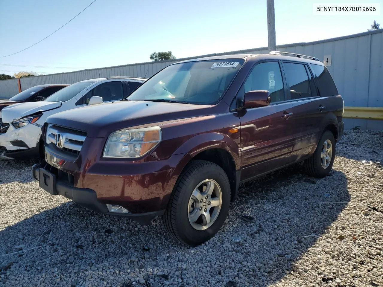 2007 Honda Pilot Ex VIN: 5FNYF184X7B019696 Lot: 76873634