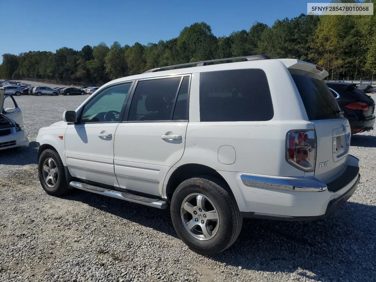 2007 Honda Pilot Exl VIN: 5FNYF28547B010068 Lot: 77133724