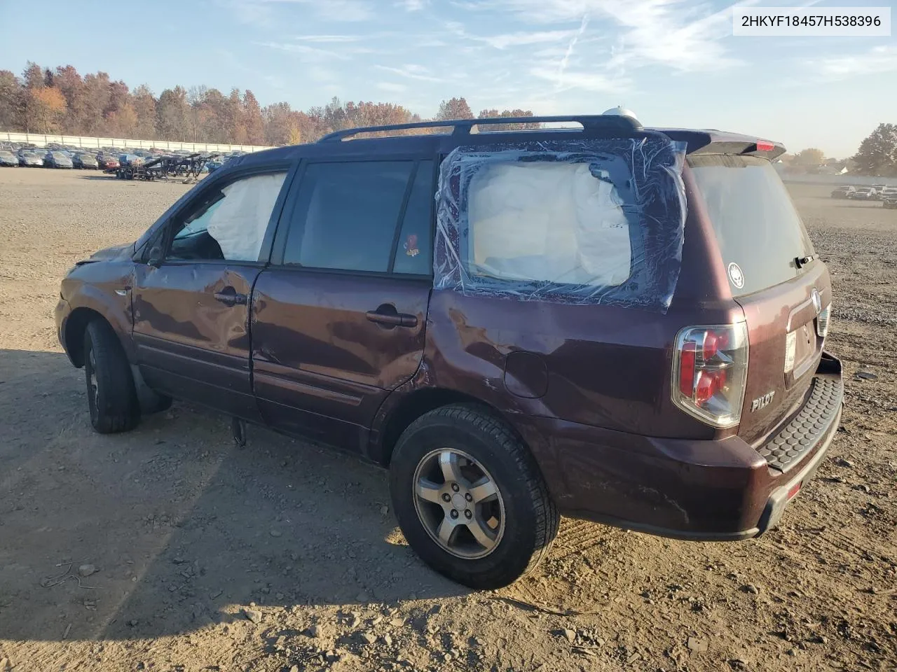 2007 Honda Pilot Ex VIN: 2HKYF18457H538396 Lot: 77266514