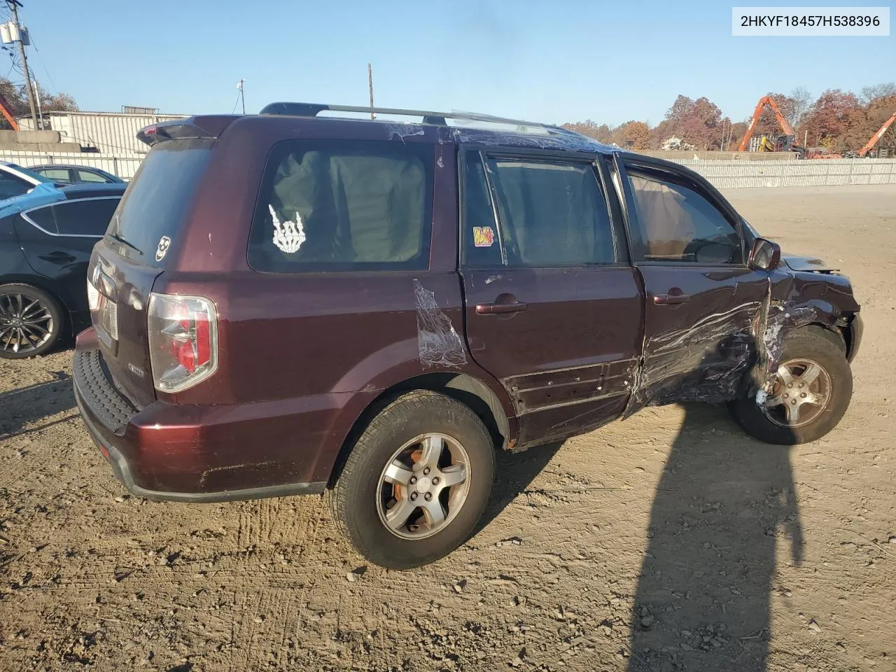 2007 Honda Pilot Ex VIN: 2HKYF18457H538396 Lot: 77266514