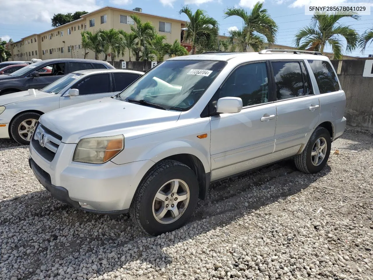 2007 Honda Pilot Exl VIN: 5FNYF28567B041029 Lot: 77283704