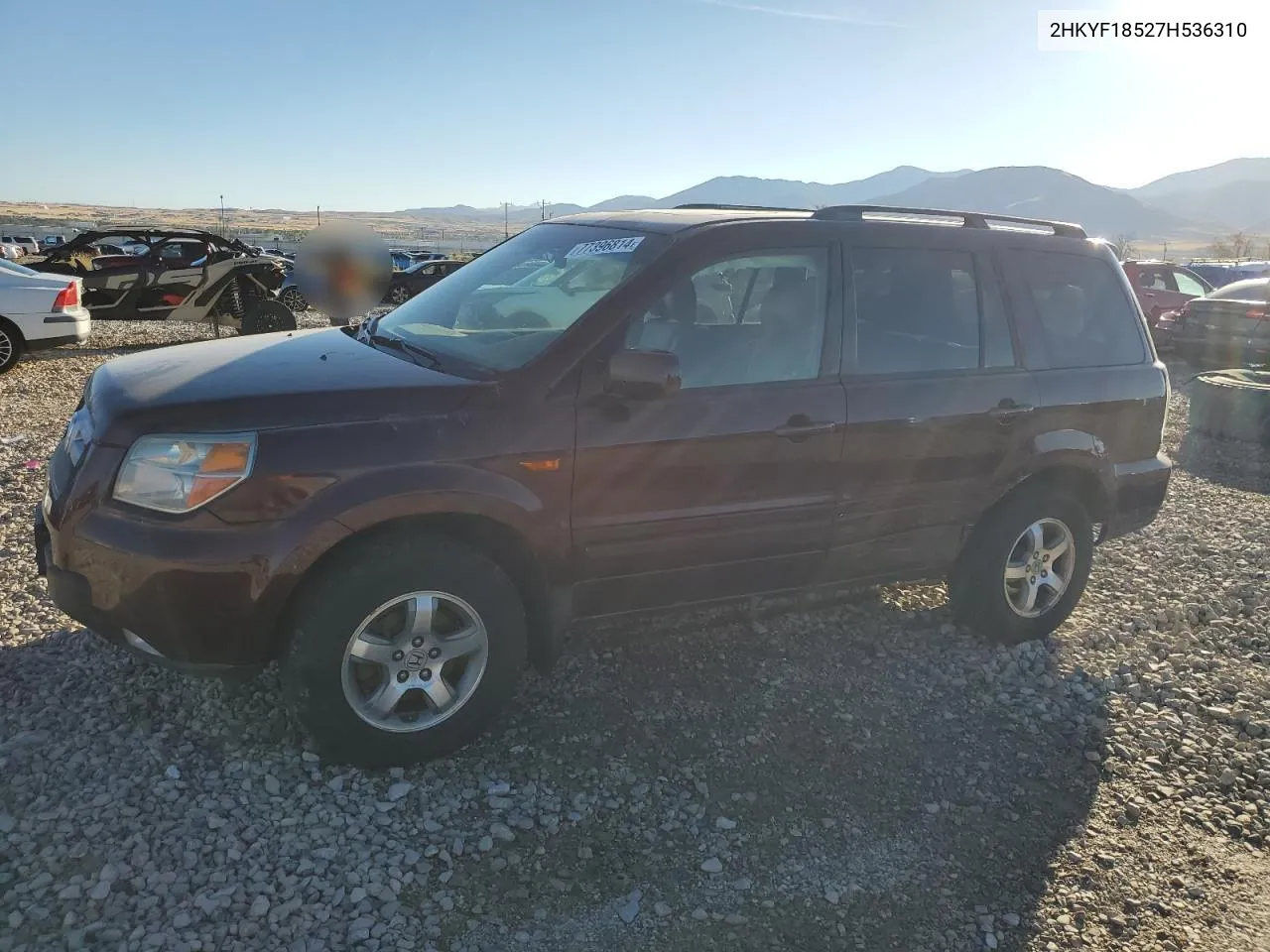 2007 Honda Pilot Exl VIN: 2HKYF18527H536310 Lot: 77396814