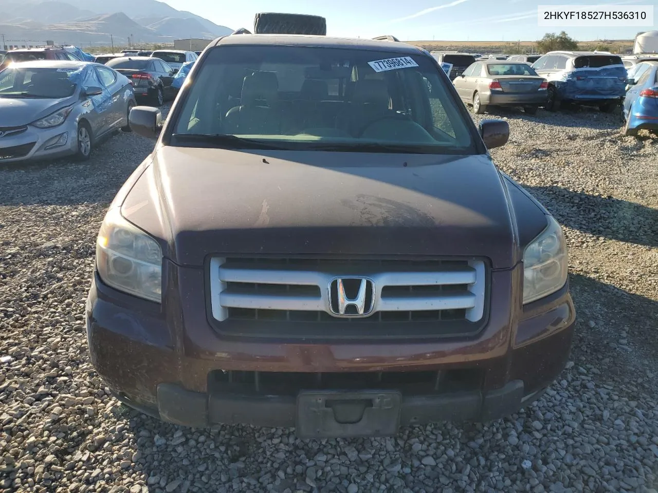 2007 Honda Pilot Exl VIN: 2HKYF18527H536310 Lot: 77396814