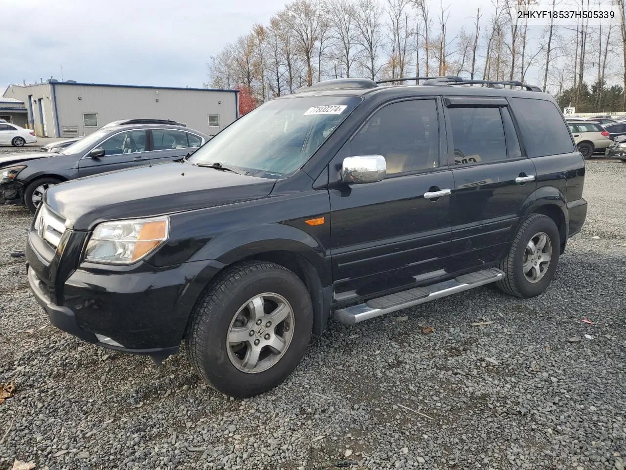 2007 Honda Pilot Exl VIN: 2HKYF18537H505339 Lot: 77800274