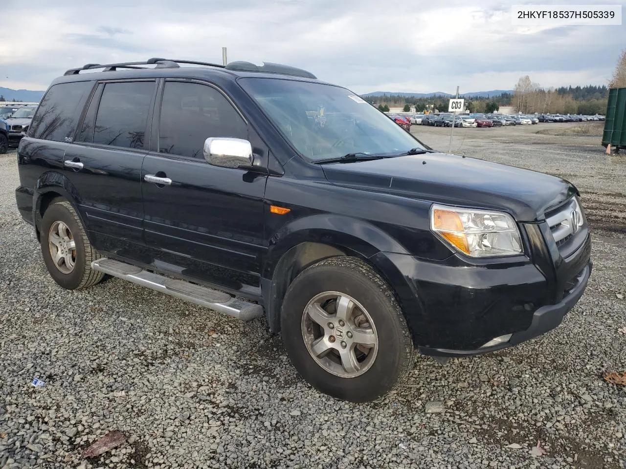 2007 Honda Pilot Exl VIN: 2HKYF18537H505339 Lot: 77800274