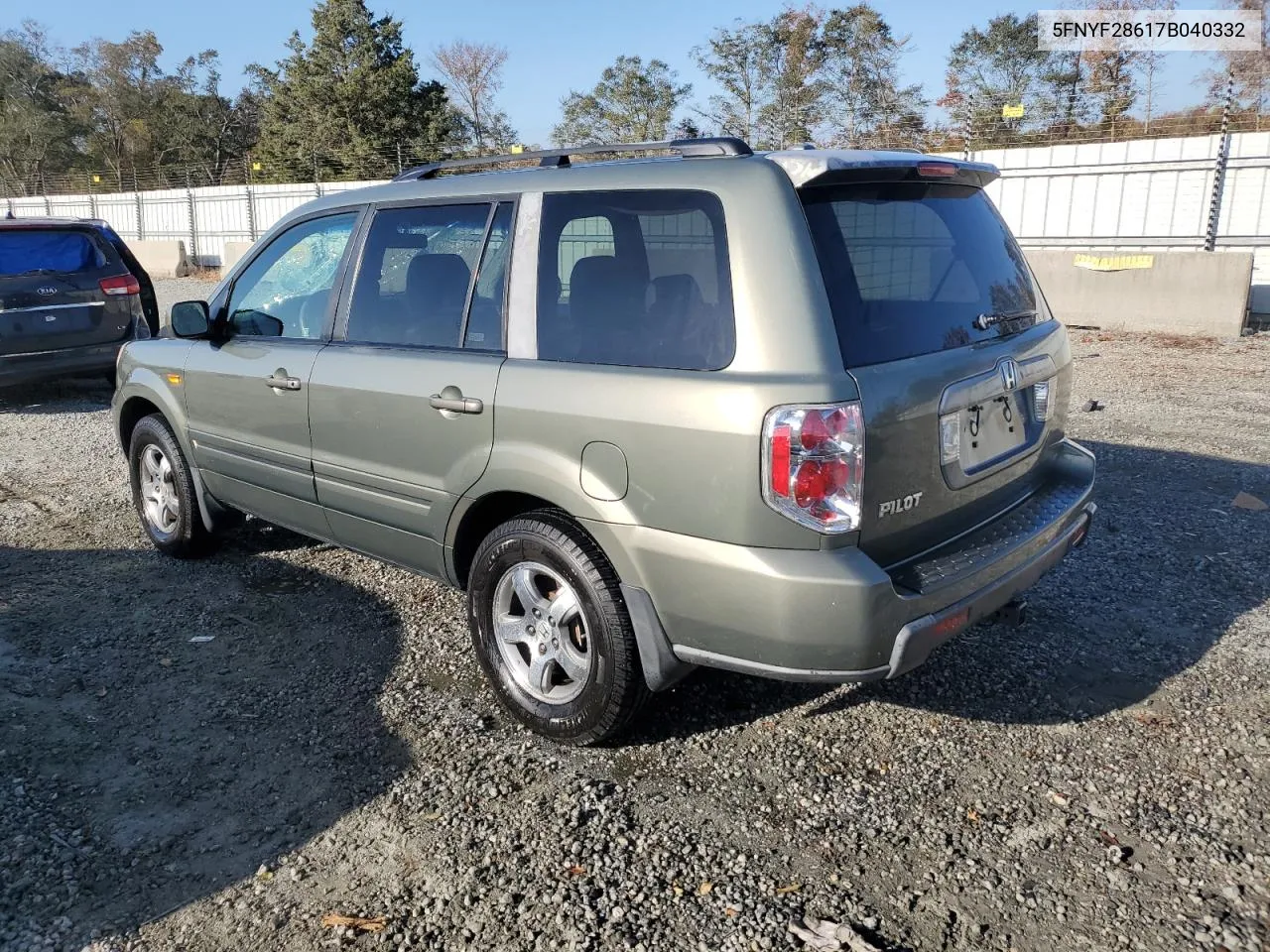 2007 Honda Pilot Exl VIN: 5FNYF28617B040332 Lot: 78312774