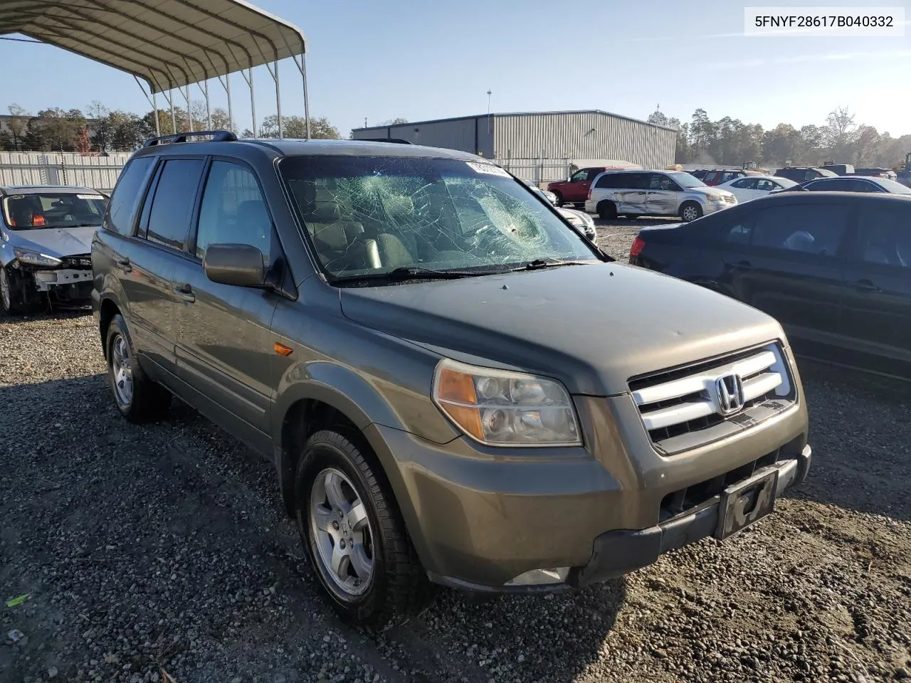 2007 Honda Pilot Exl VIN: 5FNYF28617B040332 Lot: 78312774