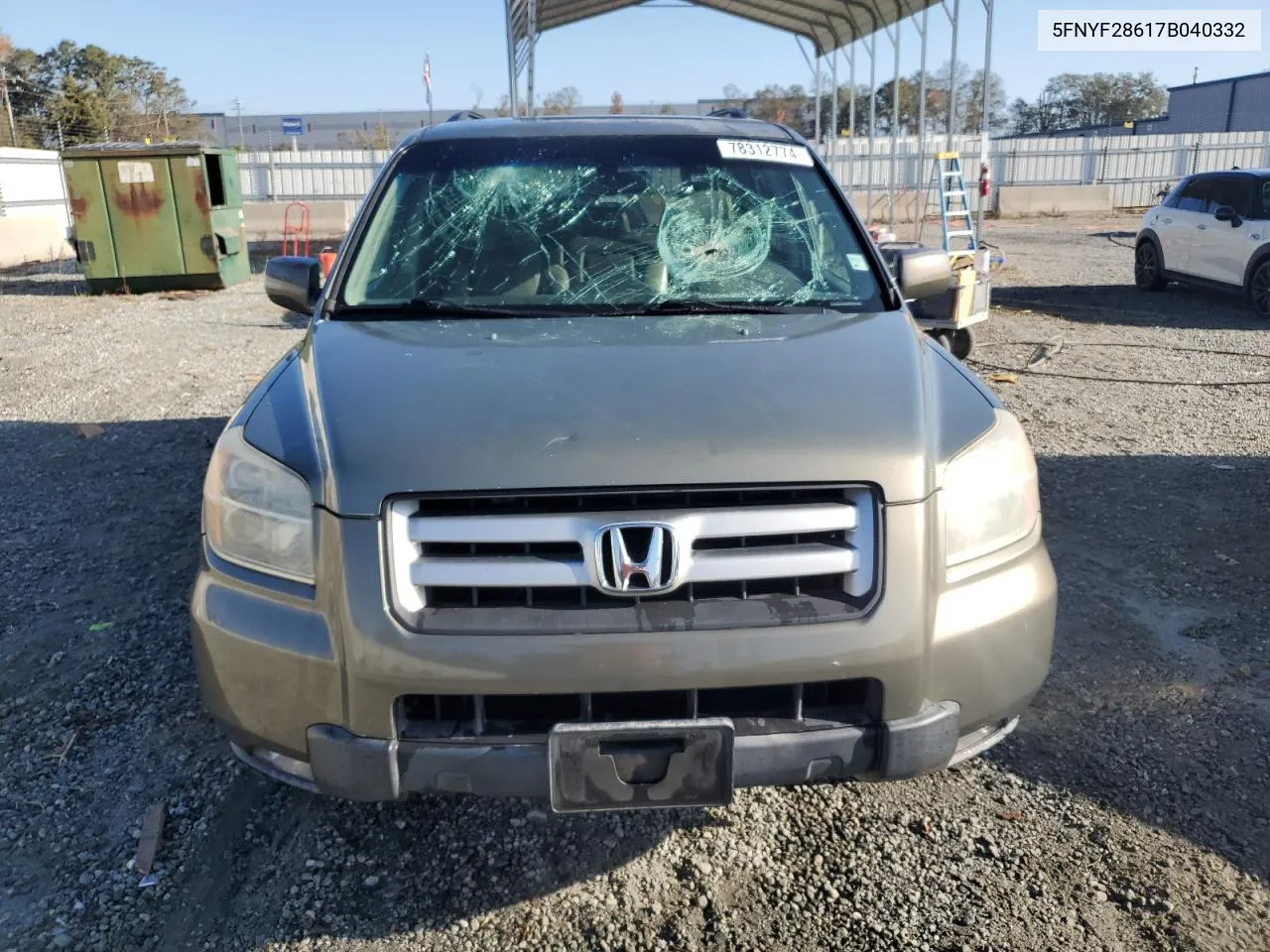 2007 Honda Pilot Exl VIN: 5FNYF28617B040332 Lot: 78312774