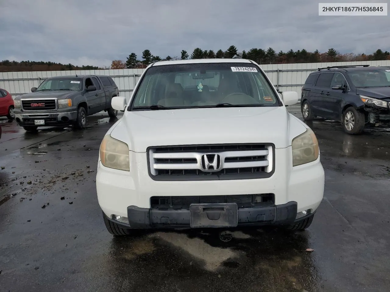 2007 Honda Pilot Exl VIN: 2HKYF18677H536845 Lot: 78724294