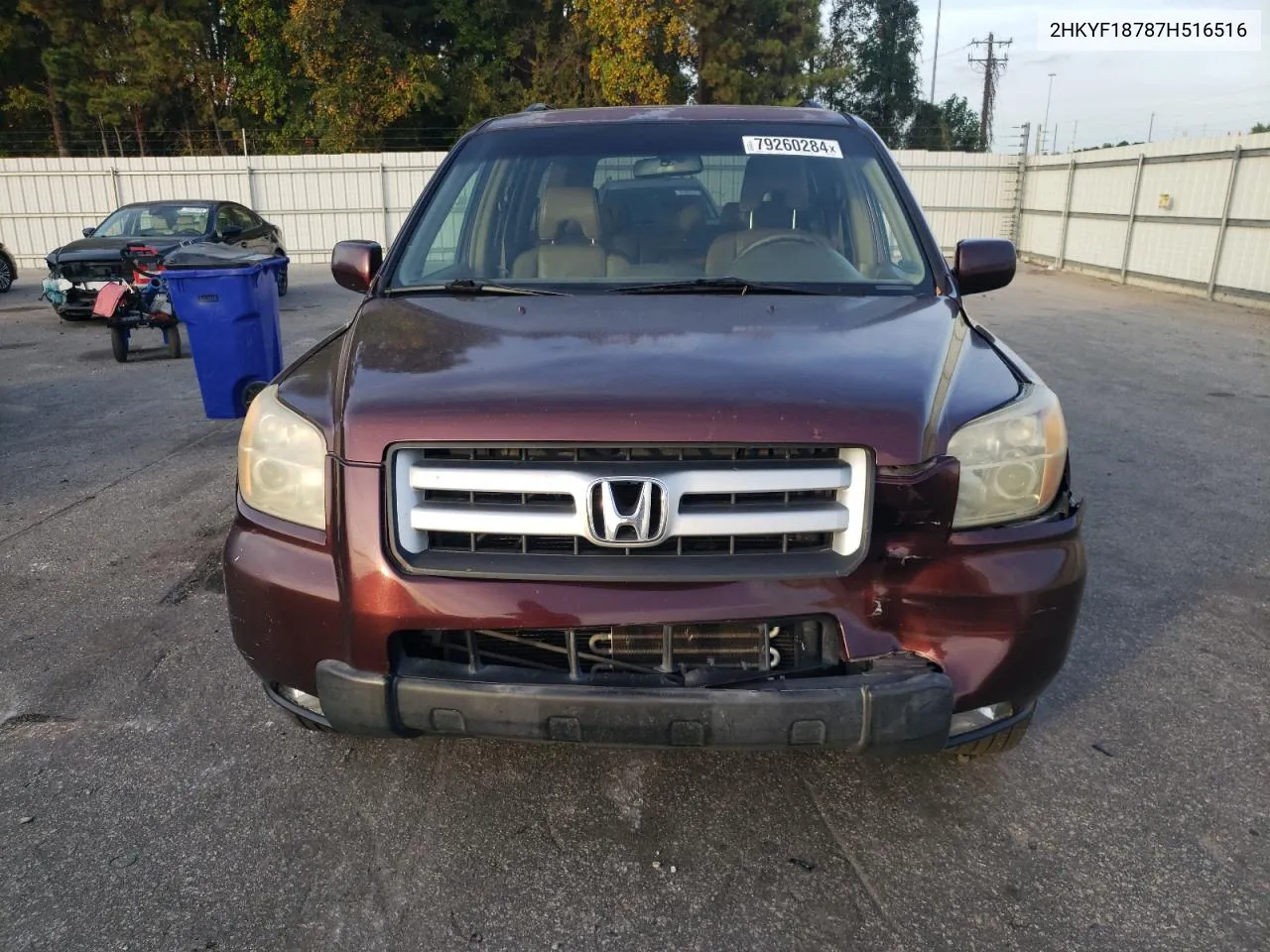 2007 Honda Pilot Exl VIN: 2HKYF18787H516516 Lot: 79260284