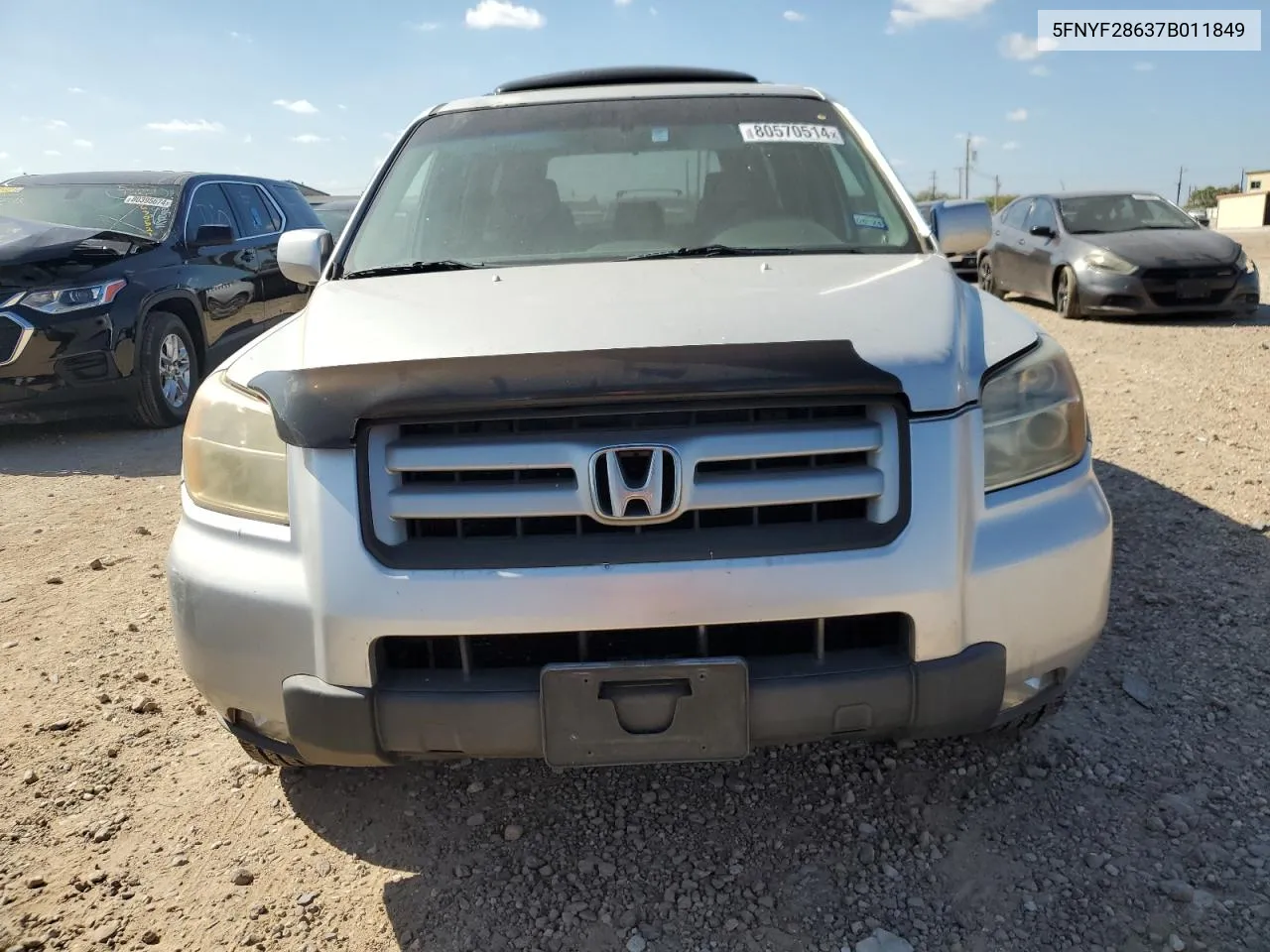 2007 Honda Pilot Exl VIN: 5FNYF28637B011849 Lot: 80570514