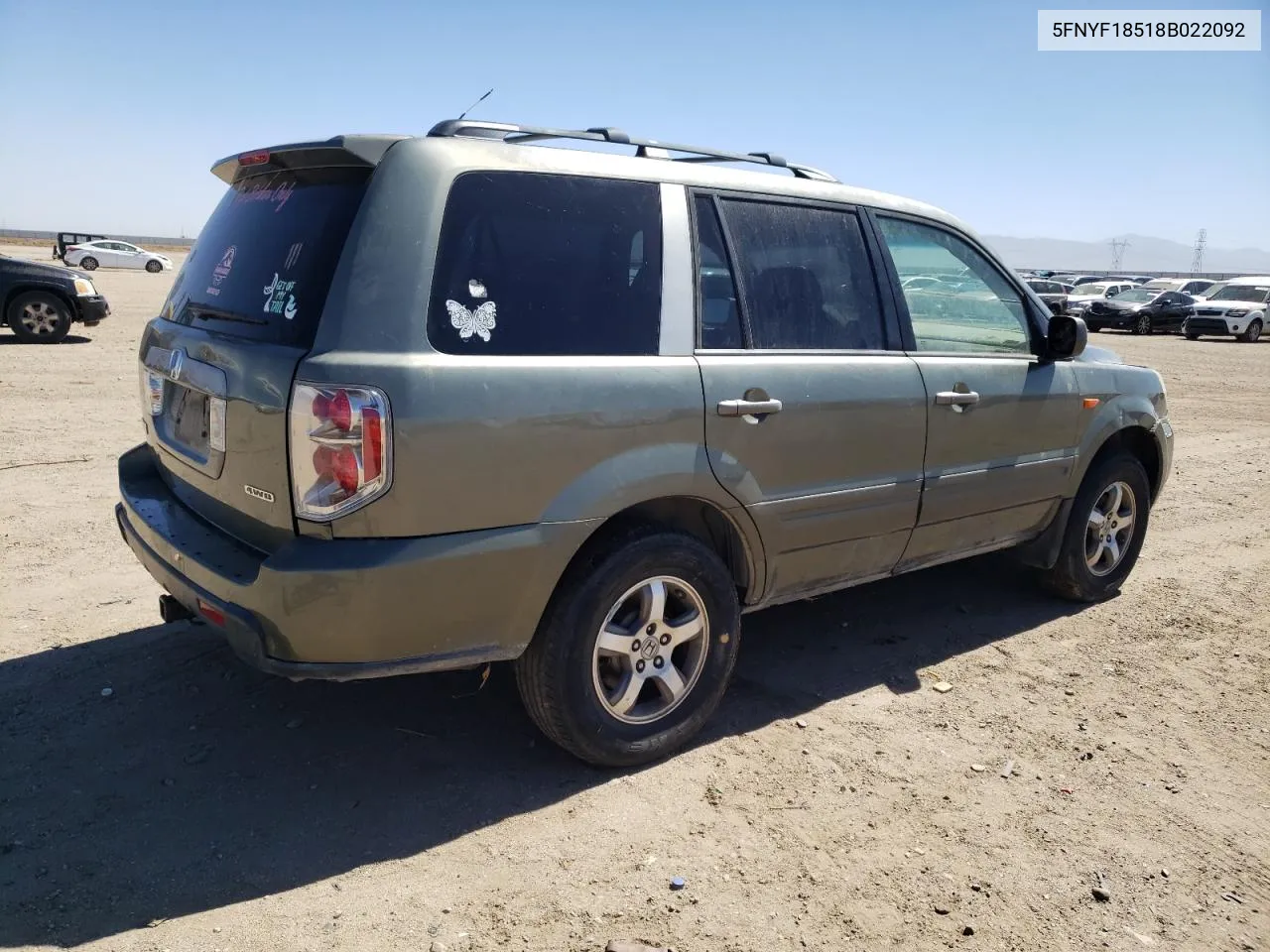 2008 Honda Pilot Exl VIN: 5FNYF18518B022092 Lot: 59470064