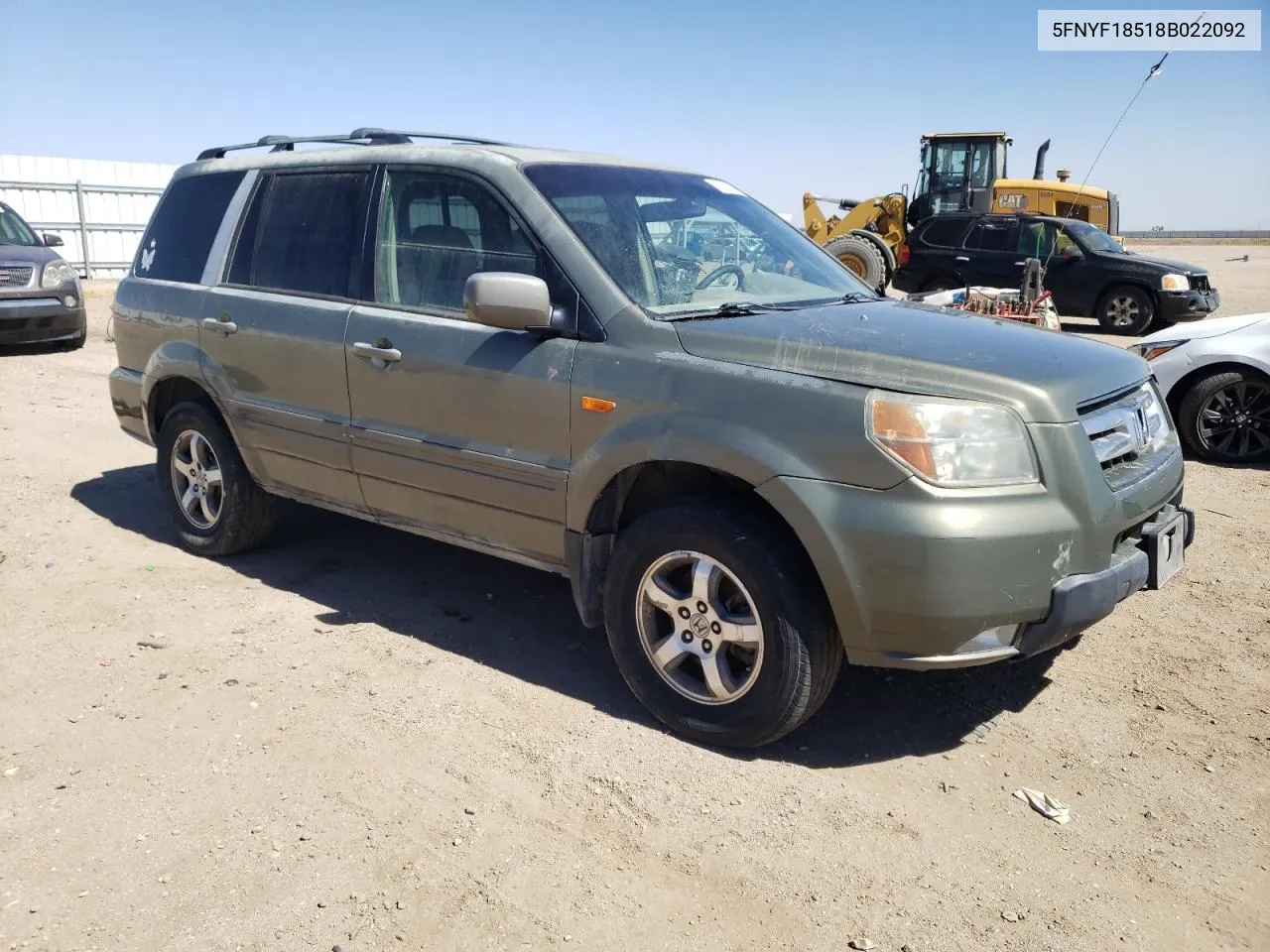 2008 Honda Pilot Exl VIN: 5FNYF18518B022092 Lot: 59470064