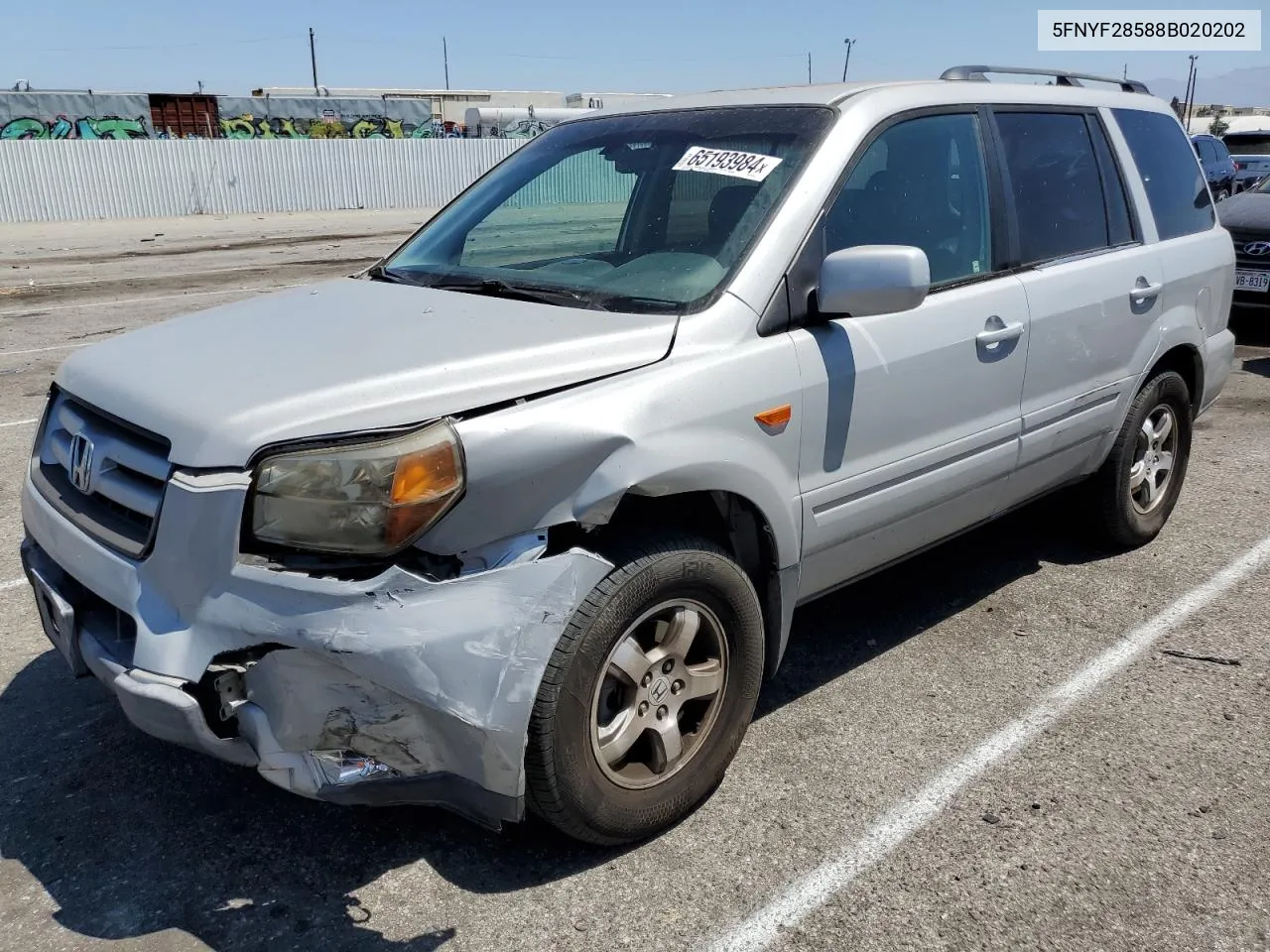 5FNYF28588B020202 2008 Honda Pilot Exl