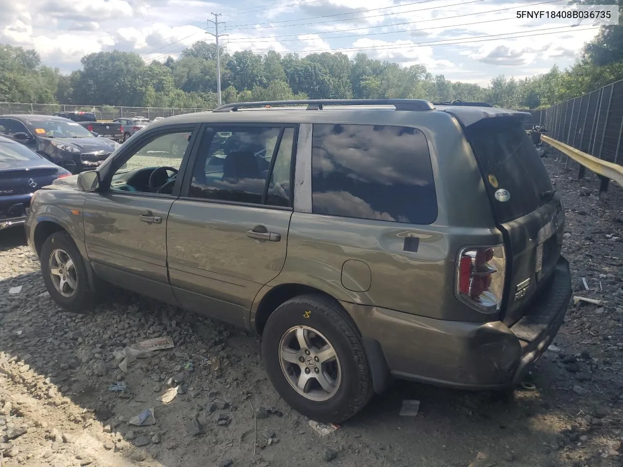 2008 Honda Pilot Ex VIN: 5FNYF18408B036735 Lot: 66530374