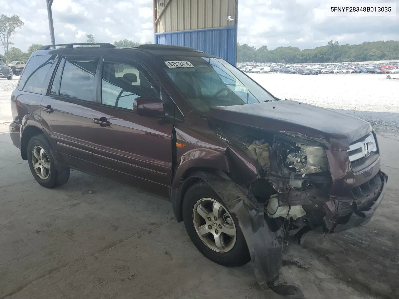 2008 Honda Pilot Se VIN: 5FNYF28348B013035 Lot: 67512414