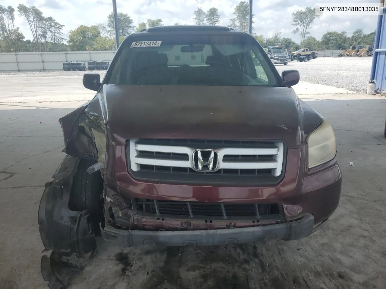 2008 Honda Pilot Se VIN: 5FNYF28348B013035 Lot: 67512414