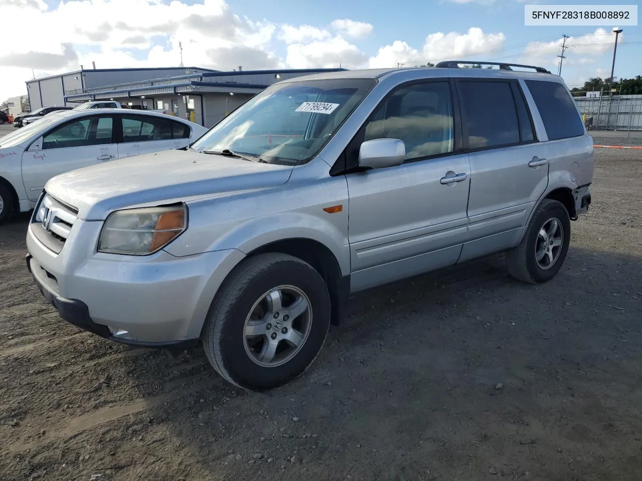 5FNYF28318B008892 2008 Honda Pilot Se