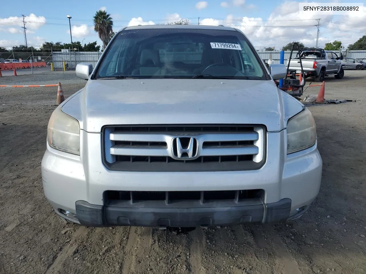 5FNYF28318B008892 2008 Honda Pilot Se