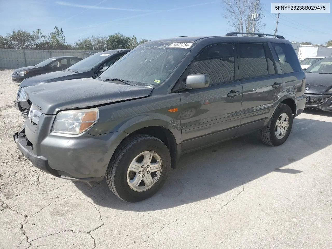 2008 Honda Pilot Vp VIN: 5FNYF28238B029475 Lot: 73673254