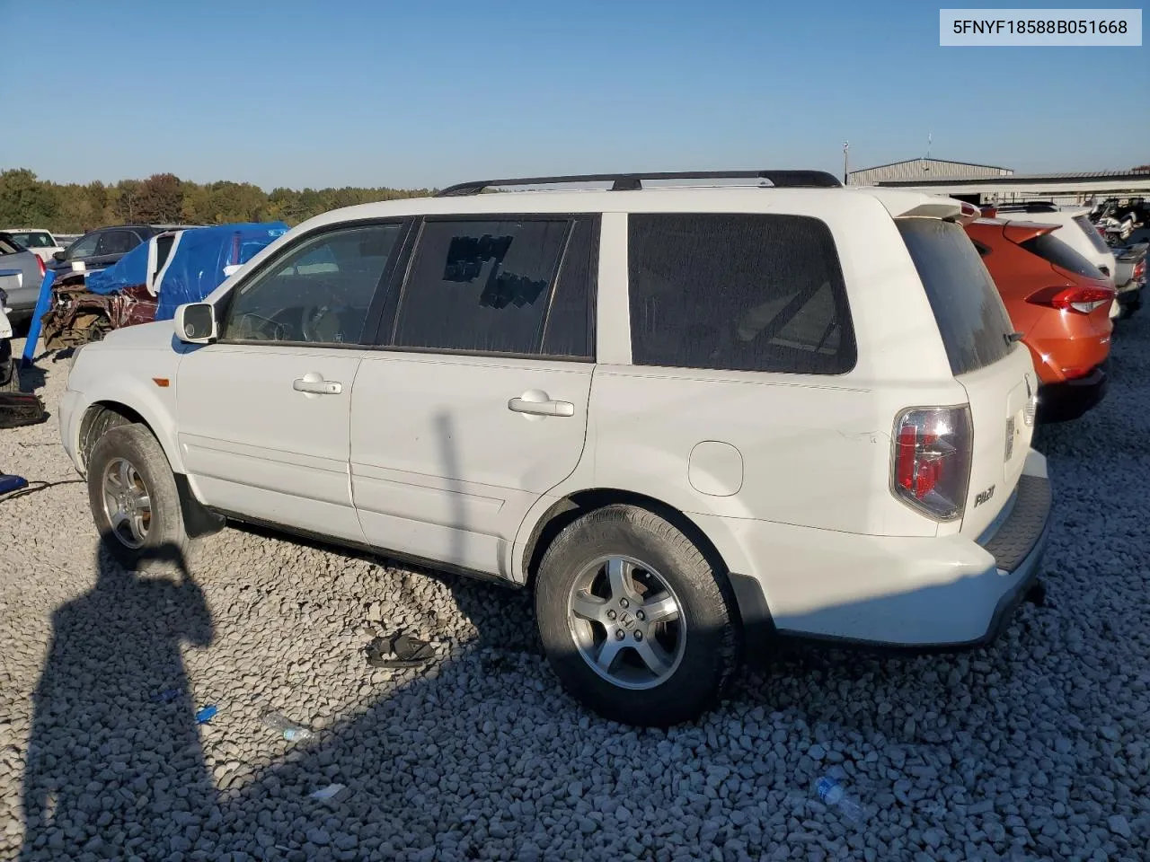 2008 Honda Pilot Exl VIN: 5FNYF18588B051668 Lot: 75601354