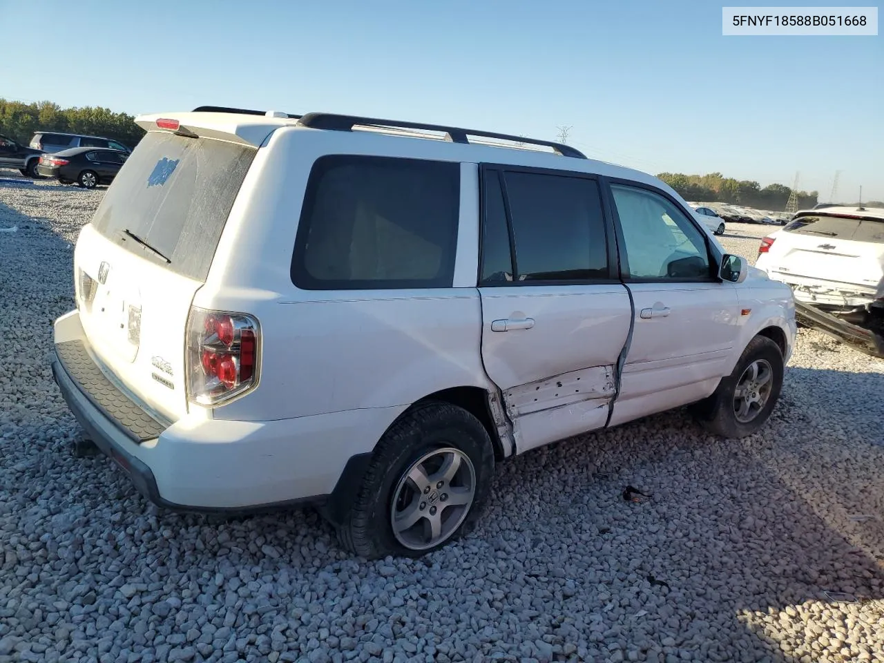 2008 Honda Pilot Exl VIN: 5FNYF18588B051668 Lot: 75601354