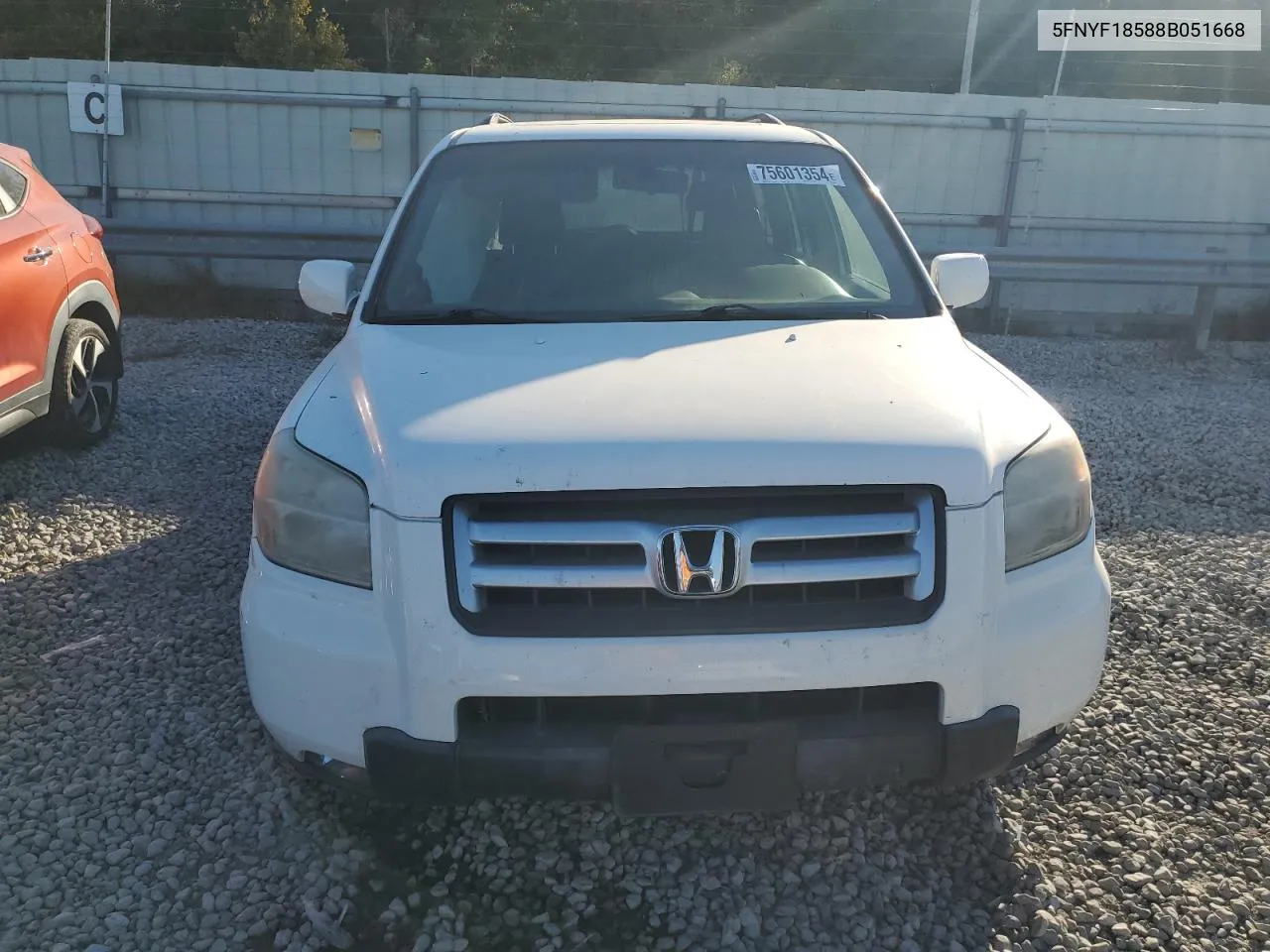 2008 Honda Pilot Exl VIN: 5FNYF18588B051668 Lot: 75601354