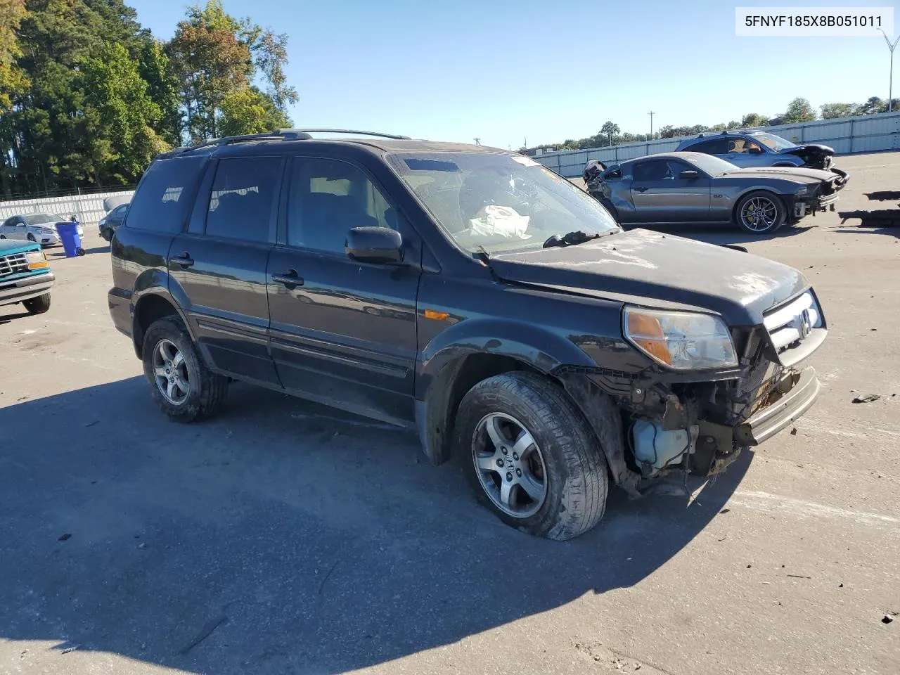 2008 Honda Pilot Exl VIN: 5FNYF185X8B051011 Lot: 76490704