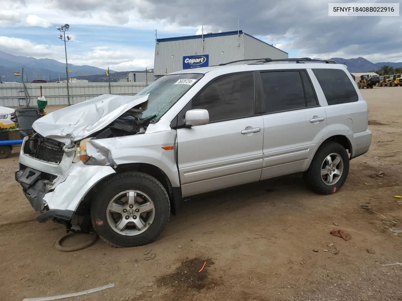 5FNYF18408B022916 2008 Honda Pilot Ex