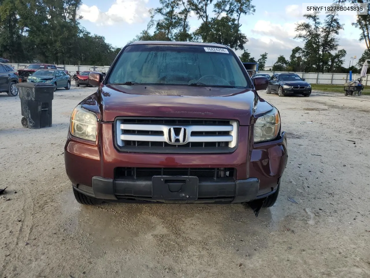 2008 Honda Pilot Vp VIN: 5FNYF18278B045835 Lot: 76824294