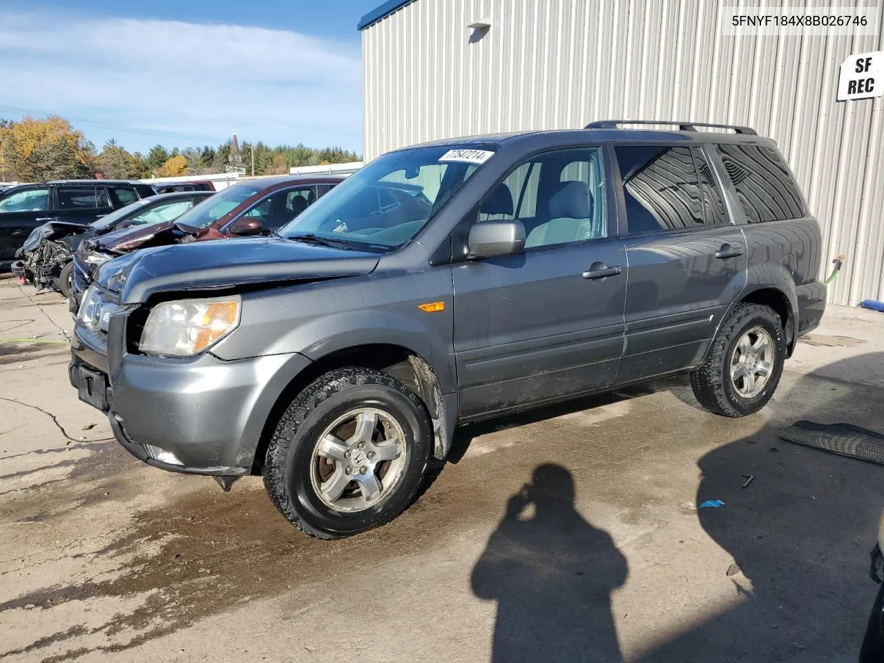 2008 Honda Pilot Ex VIN: 5FNYF184X8B026746 Lot: 77547214