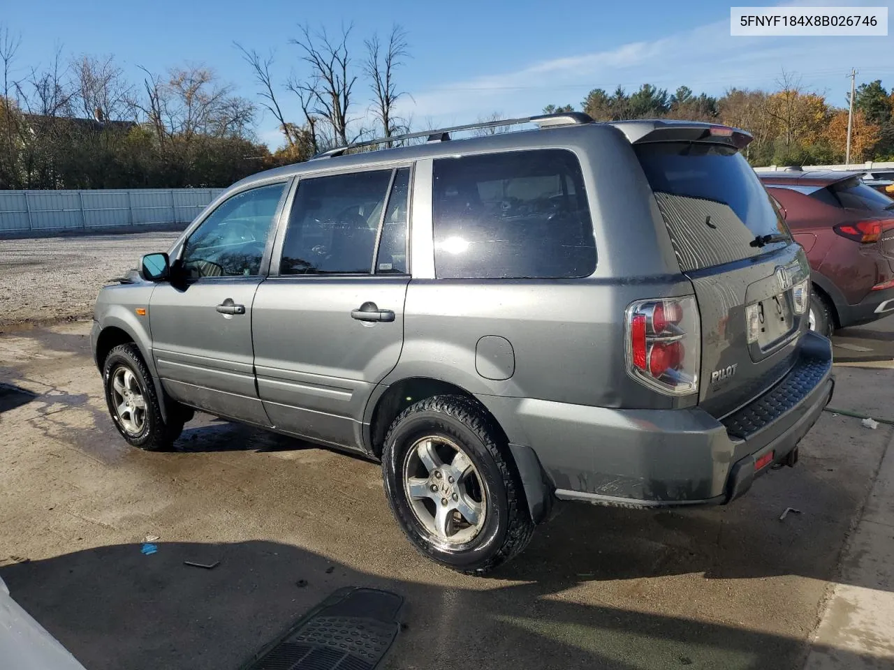 2008 Honda Pilot Ex VIN: 5FNYF184X8B026746 Lot: 77547214