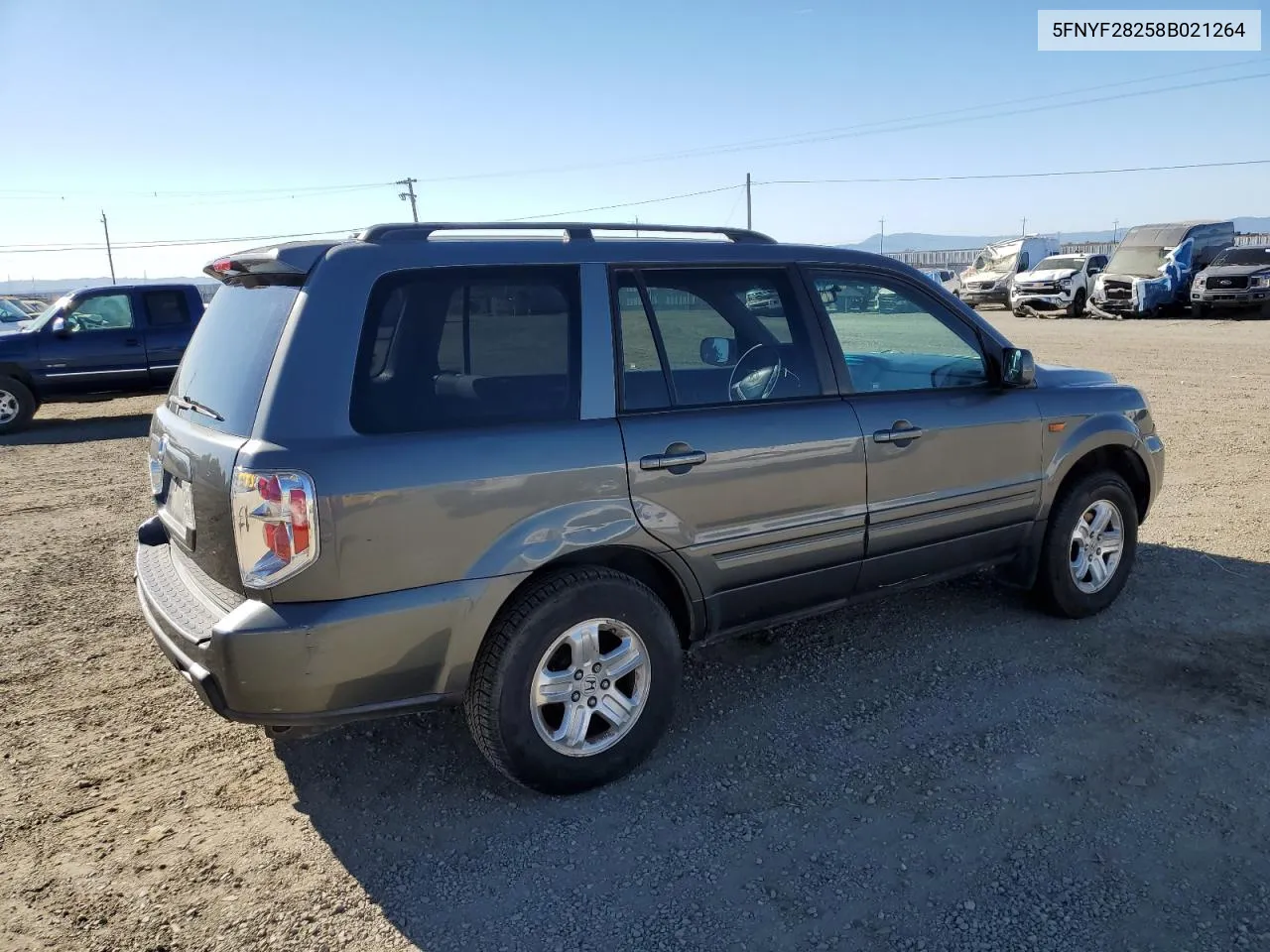 2008 Honda Pilot Vp VIN: 5FNYF28258B021264 Lot: 77772664