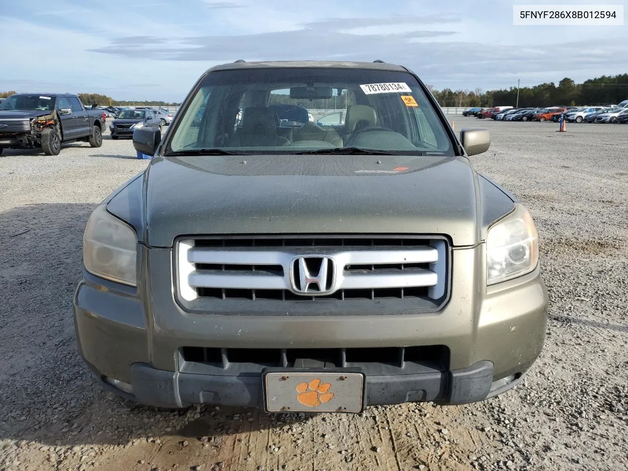 2008 Honda Pilot Exl VIN: 5FNYF286X8B012594 Lot: 78780134