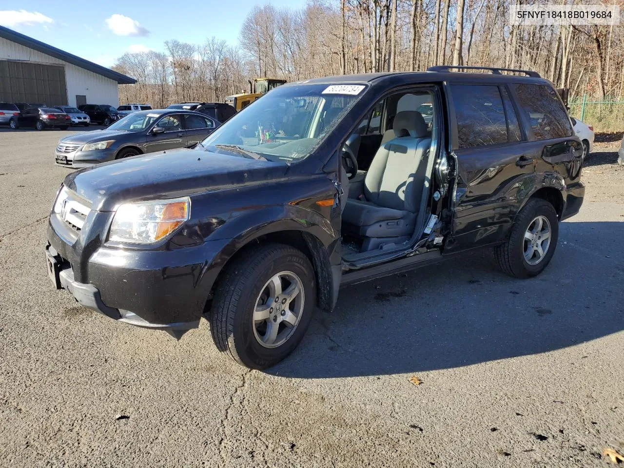 2008 Honda Pilot Ex VIN: 5FNYF18418B019684 Lot: 80204734