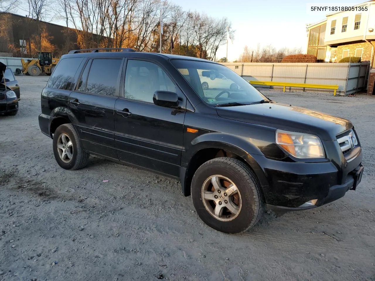 2008 Honda Pilot Exl VIN: 5FNYF18518B051365 Lot: 81343694