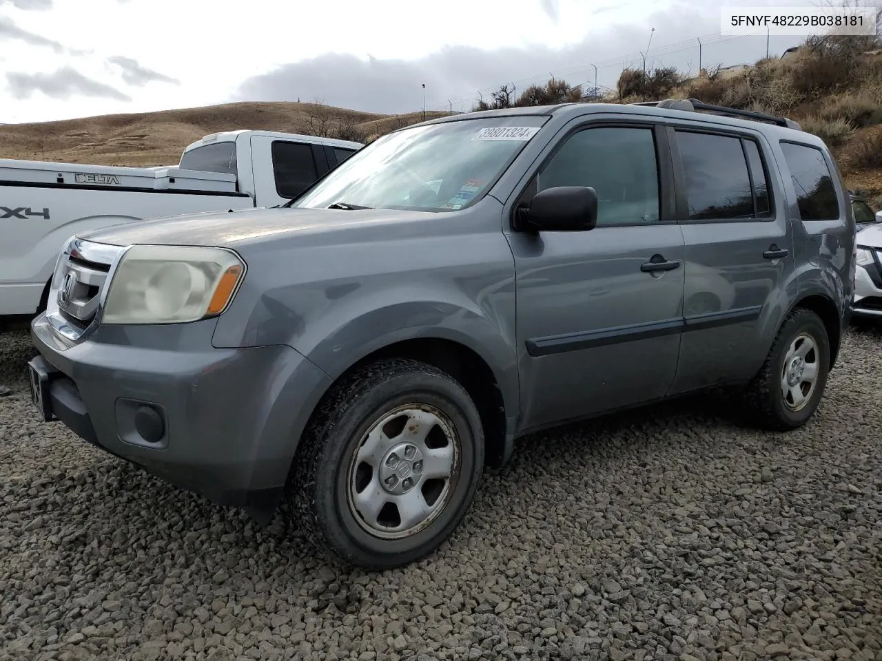 2009 Honda Pilot Lx VIN: 5FNYF48229B038181 Lot: 39801324