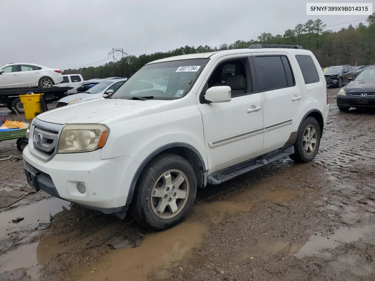 2009 Honda Pilot Touring VIN: 5FNYF389X9B014315 Lot: 66078504