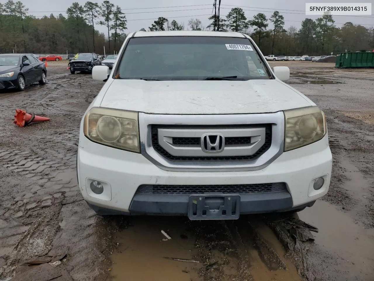 2009 Honda Pilot Touring VIN: 5FNYF389X9B014315 Lot: 66078504