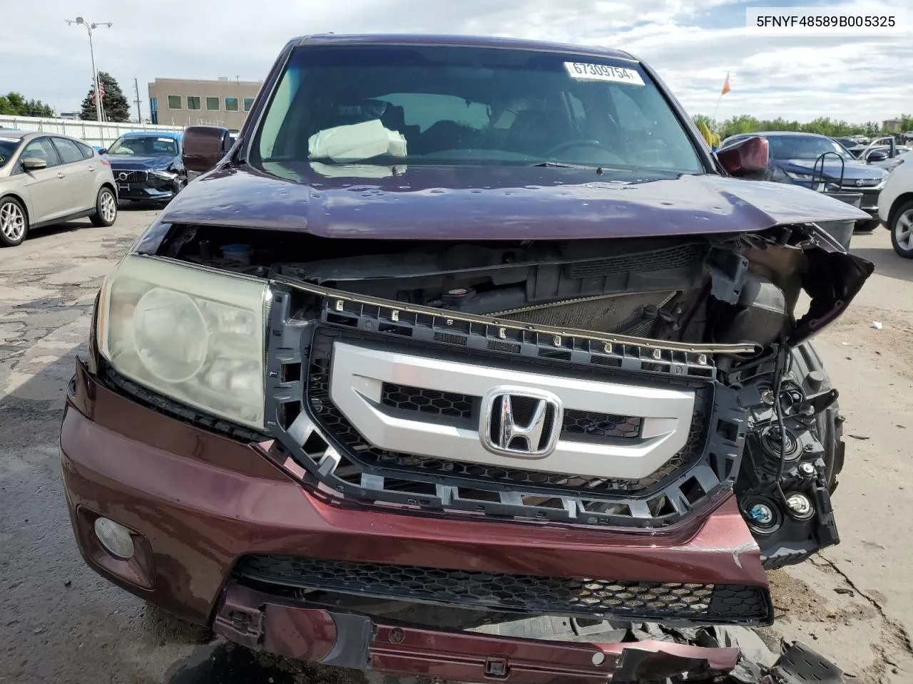 2009 Honda Pilot Exl VIN: 5FNYF48589B005325 Lot: 67309754