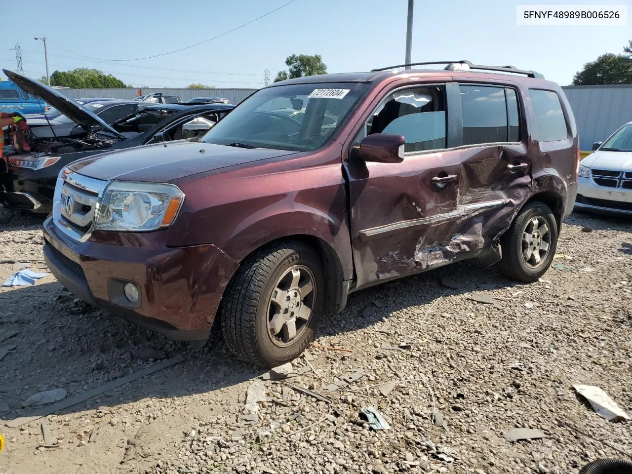 2009 Honda Pilot Touring VIN: 5FNYF48989B006526 Lot: 72172604