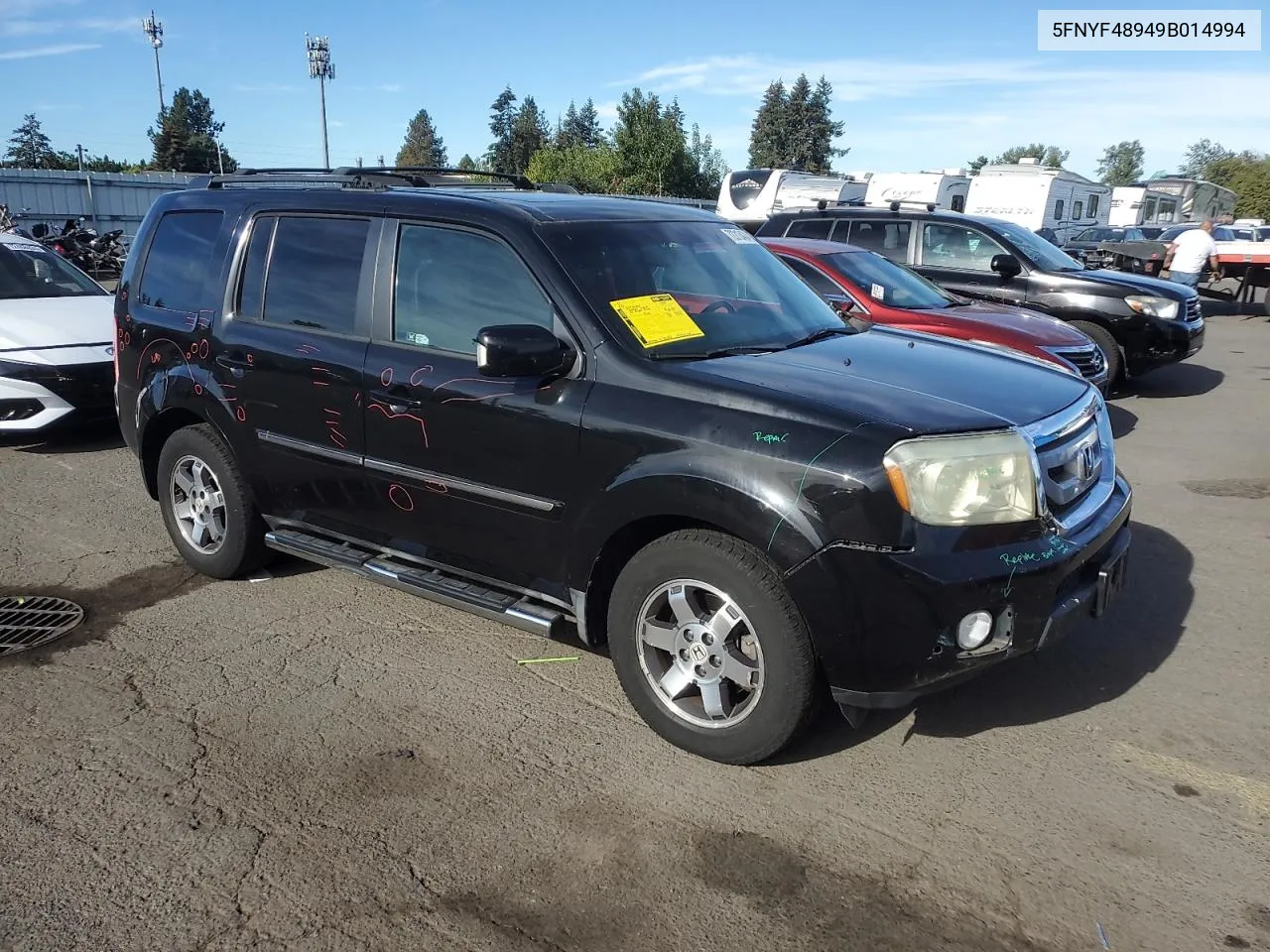 2009 Honda Pilot Touring VIN: 5FNYF48949B014994 Lot: 72213434