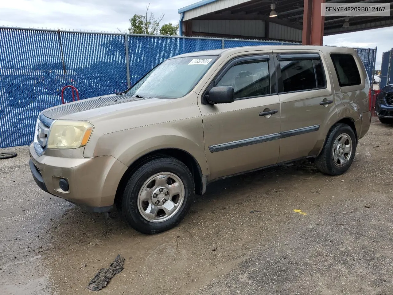 2009 Honda Pilot Lx VIN: 5FNYF48209B012467 Lot: 73357804